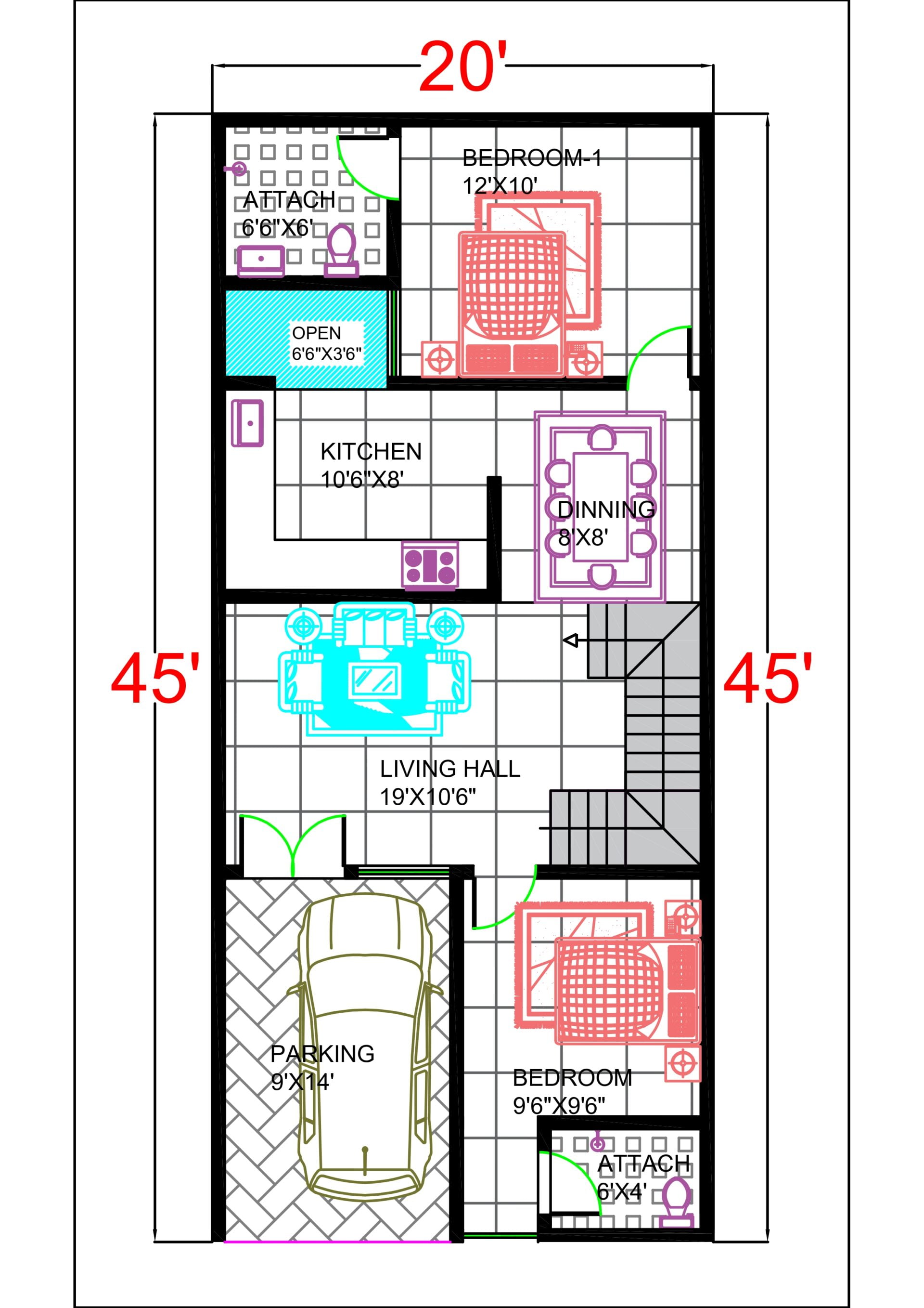 20'X45' house plan | beautiful house plan - HouseDesigns99