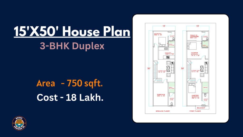 15'X50' 3bhk duplex house plan