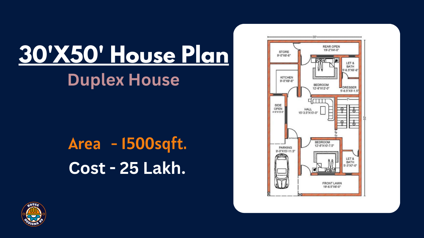 50x30 House Plan Low Budget 2 Bhk HouseDesigns99 Housedesign99 Website 1