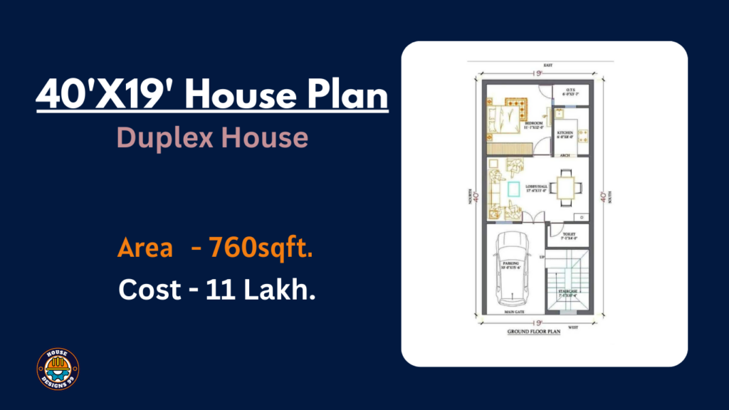 19×40 house plan and Construction cost