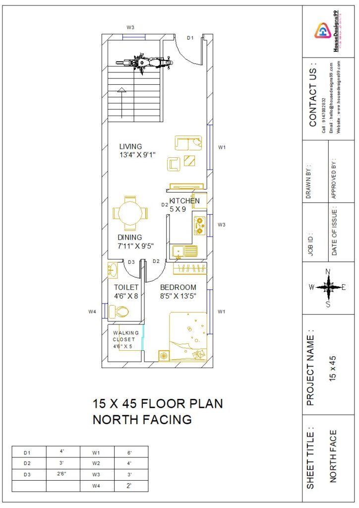 15x45 Floor Plan